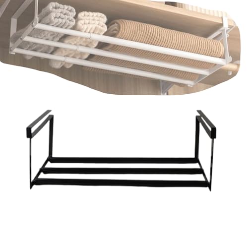 Cabinet Telescopic Shelf Shoes, Expandable Shoe Rack Organizer, Telescopic Shelf for Storing Shoe Cloth Snack (Black,1 Set) von Tencipeda