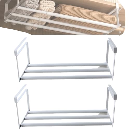 Cabinet Telescopic Shelf Shoes, Expandable Shoe Rack Organizer, Telescopic Shelf for Storing Shoe Cloth Snack (White,2 Sets) von Tencipeda
