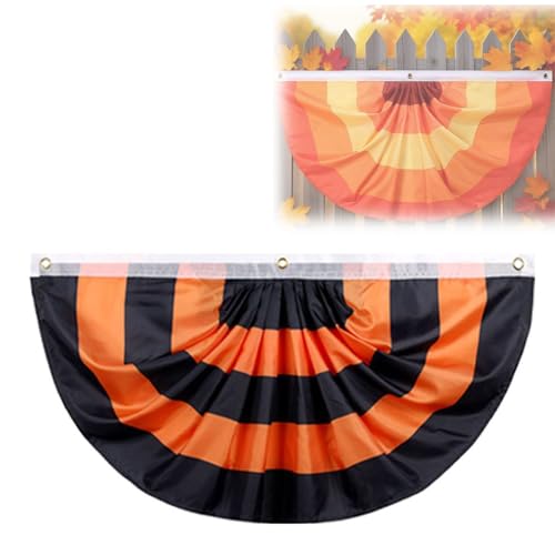 Fall Buntings for Outside, 3x6 Ft Fall Pleated Fan Flag Bunting for Halloween Indoor Outdoor House Holiday Yard Decorations Party Props (Black,1 set) von Tencipeda