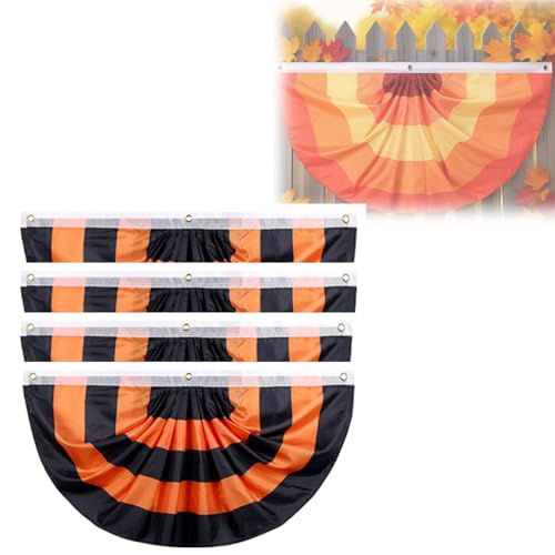 Fall Buntings for Outside, 3x6 Ft Fall Pleated Fan Flag Bunting for Halloween Indoor Outdoor House Holiday Yard Decorations Party Props (Black,4 sets) von Tencipeda