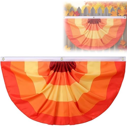 Fall Buntings for Outside, 3x6 Ft Fall Pleated Fan Flag Bunting for Halloween Indoor Outdoor House Holiday Yard Decorations Party Props (Yellow,1 set) von Tencipeda