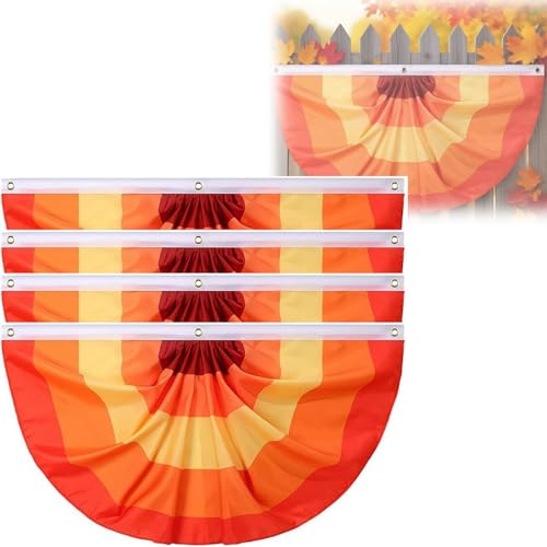 Fall Buntings for Outside, 3x6 Ft Fall Pleated Fan Flag Bunting for Halloween Indoor Outdoor House Holiday Yard Decorations Party Props (Yellow,4 sets) von Tencipeda