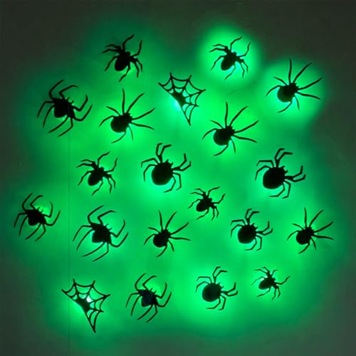 Led Bats Halloween Decor, Halloween 3D Lighted Bats & Spiders Decor Purple/Green for Outdoor Indoor Scary Decorations (27 Spider Lights) von Tencipeda
