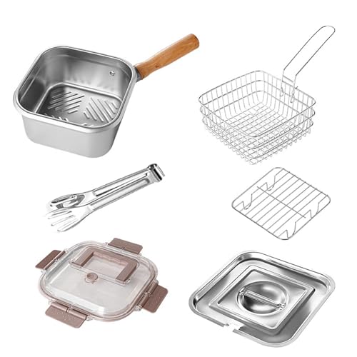 Multi-Function Frying Cooker Set, Potable ryer Pot with Basket Tongs & Oil Rack for Small Parties Gatherings & Outdoor Cooking von Tencipeda