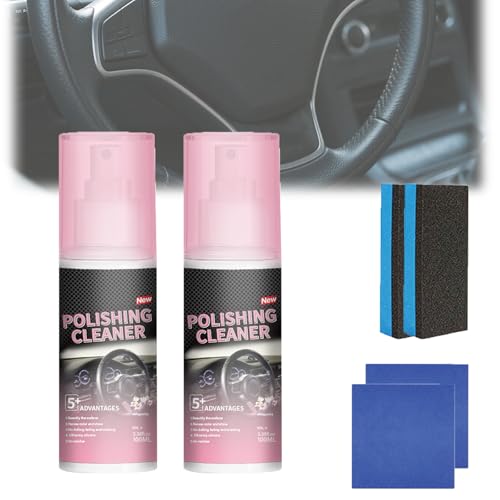 Polishing Cleaner Car Interior, Interior Detailer Spray for Rubber Leather& More Repels Dust & Staining, Multi-Surface Cleaning for Car Interior (2 sets) von Tencipeda