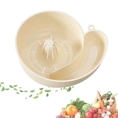 Snail Shaped Fruit Washer Bowl, Portable Snail Shape Drainer for Vegetables, Fruit Washer Spinner Bowl with Strainer for Quick Wash and Drain in Kitchen or Meal Prep (Beige) von Tencipeda