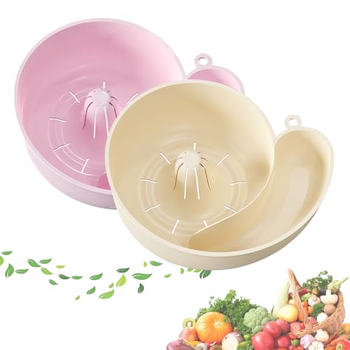 Snail Shaped Fruit Washer Bowl, Portable Snail Shape Drainer for Vegetables, Fruit Washer Spinner Bowl with Strainer for Quick Wash and Drain in Kitchen or Meal Prep (Pink+Beige) von Tencipeda