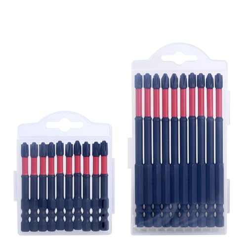 Tencipeda FPH2 Impact Screwdriver Bit Set, 65mm & 110mm Slotted Heads 1/4 Inch Hex Shank, Magnetic Cross Slot Screw Driver Drill Bits Used on Electricians (10+10) von Tencipeda