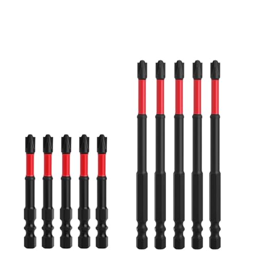 Tencipeda FPH2 Impact Screwdriver Bit Set, 65mm & 110mm Slotted Heads 1/4 Inch Hex Shank, Magnetic Cross Slot Screw Driver Drill Bits Used on Electricians (5+5) von Tencipeda