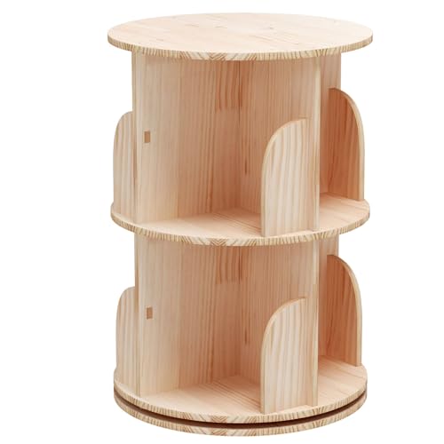 Tencipeda Kids Rotating Bookshelf, 360° Rotating Small Corner Bookcase for Small Space, Wood Narrow Book Shelf Organizer for Bedroom Living Room Study Room (2-Layer) von Tencipeda