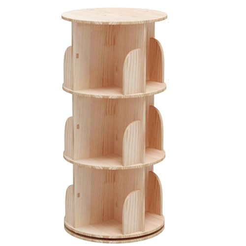 Tencipeda Kids Rotating Bookshelf, 360° Rotating Small Corner Bookcase for Small Space, Wood Narrow Book Shelf Organizer for Bedroom Living Room Study Room (3-Layer) von Tencipeda