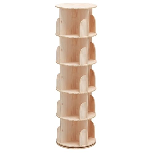 Tencipeda Kids Rotating Bookshelf, 360° Rotating Small Corner Bookcase for Small Space, Wood Narrow Book Shelf Organizer for Bedroom Living Room Study Room (5-Layer) von Tencipeda