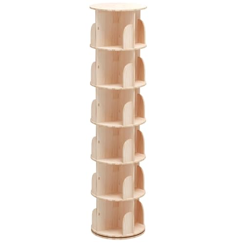 Tencipeda Kids Rotating Bookshelf, 360° Rotating Small Corner Bookcase for Small Space, Wood Narrow Book Shelf Organizer for Bedroom Living Room Study Room (6-Layer) von Tencipeda