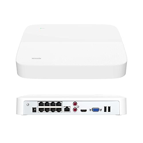 Tenda NVR Überwachungssystem Rekorder 4K, 8CH PoE NVR Recorder, 250m Langstreckenübertragung, H.265+, Plug und Play, HDD(bis zu 10TB)/Cloud Storage, 4KV Blitzschutz, APP Fernüberwachung, N6P-8H von Tenda