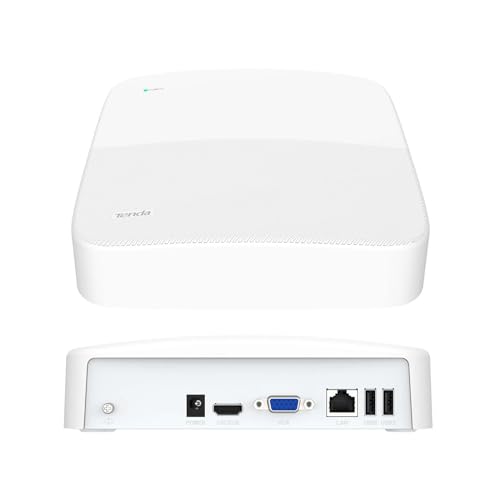 Tenda NVR Überwachungssystem Rekorder - 8CH NVR Recorder, Unterstützt bis zu 8MP Kameras, Anschließbar an PoE/Nicht-PoE-Switches, H.265+, HDD(bis zu 10TB)/Cloud Storage, APP Fernüberwachung, N3L-8H von Tenda