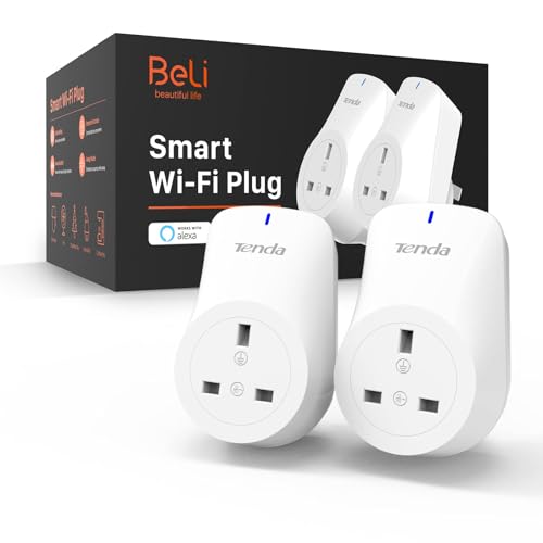 Tenda Smart WLAN Steckdose SP6, 16A Ferngesteuerte Stecker kompatibel mit Alexa& Google Home, App- & Sprachsteuerung, Smart Plug mit Zeitschaltuhr/Timer, Kein Hub notwendig, 2er Pack von Tenda