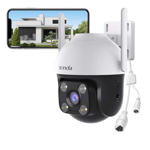 Tenda Überwachungskamera Aussen WLAN, 1080P WLAN Kamera Outdoor mit Nachtsicht in Farbe, 2-Wege Audio, Personenerkennung & Bewegungserkennung, Ton- und Lichtalarm, Kompatibel mit Alexa, CH3 von Tenda