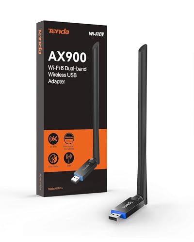 Tenda U11 Pro WiFi 6 WLAN Stick - Dual-Band AX900 WLAN Stick für PC, Externe 6dBi Hochleistungsantenne, AP-Modus, MU-MIMO, WPA2, Kompatibel mit Windows7/10/11/Linux, USB 2.0 Tenda U11 Pro WiFi 6 WLAN Stick - Dual-Band AX900 WLAN Stick für PC, Externe 6dBi Hochleistungsantenne, AP-Modus, MU-MIMO, WPA2, Kompatibel mit Windows7/10/11/Linux, USB 2.0 von Tenda