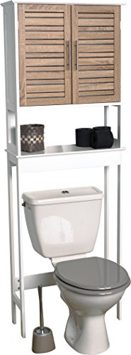 Tendance Badezimmerregal für über die Toilette - 2 Türen und 1 Ablagefläche - Effekt : Gealterte Eiche von Tendance