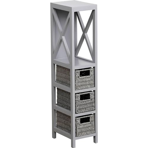 Möbel mdf grau 1 regal + 3 körbe papiergeflecht - grau - Tendance Möbel mdf grau 1 regal + 3 körbe papiergeflecht - grau - Tendance von Tendance