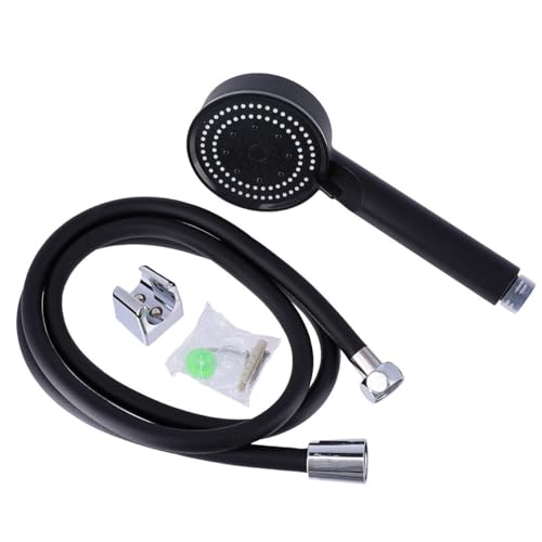 Set handbrause 5 funktionen + pvc-schlauch schwarz 150cm mit verchromtem endstück + halter verchromt - mattschwarz - Tendance Set handbrause 5 funktionen + pvc-schlauch schwarz 150cm mit verchromtem endstück + halter verchromt - mattschwarz - Tendance von Tendance