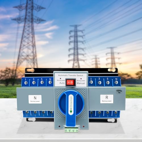 Dual Power Automatischer Transferschalter, 63A 4P Notstrom Umschalter, 220v Manual Transfer Switch Lastumschalter Doppeltransferschalter Leistungsschalt für Häuser öffentliche Plätze von Tenddya