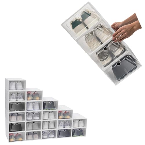 Tenddya 20 Stück Schuhkarton, Schuhboxen Stapelbar Transparent Schuhkarton Plastik Schuhaufbewahrung Box Mit Deckel Kunststoff Schuhaufbewahrung Tenddya 20 Stück Schuhkarton, Schuhboxen Stapelbar Transparent Schuhkarton Plastik Schuhaufbewahrung Box Mit Deckel Kunststoff Schuhaufbewahrung von Tenddya