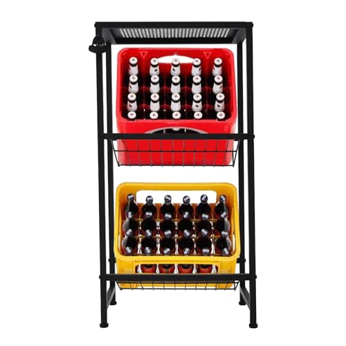 Tenddya Getränkekistenregal Kisten Regal mit Ablage Getränkekistenständer Metall Getränkekistenregal Kistenregal Bierkisten Regal Lagerregal für Getränke (50 * 33 * 98cm) von Tenddya