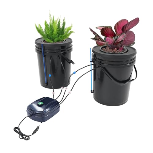 Tenddya Hydrokultur Anbausystem 5 Gallonen Tiefwasserkultur mit 12W Luft-Pumpe, 2 Eimern und Topf-Tropfkit Umwälzendes Drip Garden System von Tenddya