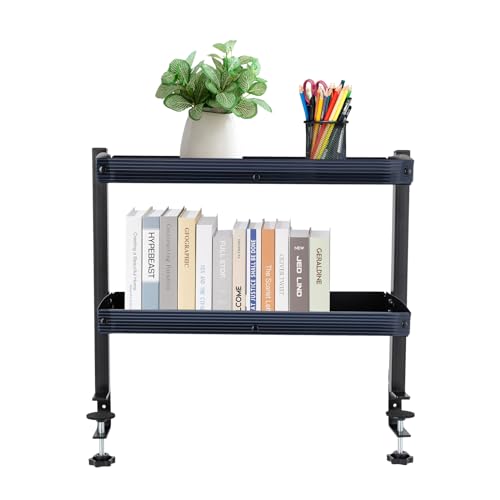 Tenddya Schreibtischregal mit Klemmvorrichtung, Schreibtisch Klemmregal 2-stufiges Desktop Organizer Regal mit Verstellbarer Metallablage für Zuhause, Büro von Tenddya