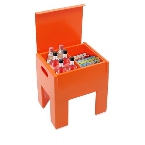Tenddya Sitzbank mit Stauraum, Sitztruhe Sitzhocker mit Deckel, Sitzcube Fußablage, für Eingangsbereich, Wohnzimmer, Schlafzimmer Maximale Belastung 100 Kg, 37 x 31 x 40 cm (Mandarine) von Tenddya