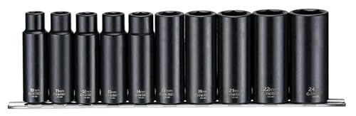 Teng 9126 10 Stück Metrisches Deep Impact Socket Set 1/2in Vierkantantrieb von Teng