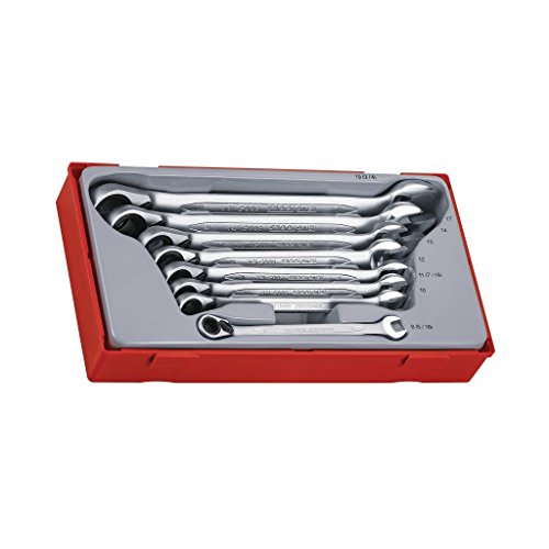 TengTools™ Schweden, metrischer, kombinierbarer 12-kant-Maul-Ringratschenschlüsselsatz mit Umschaltung, 8 mm, 10-14 mm, 17 mm, 19 mm, CrV, 8-teilig von Teng Tools