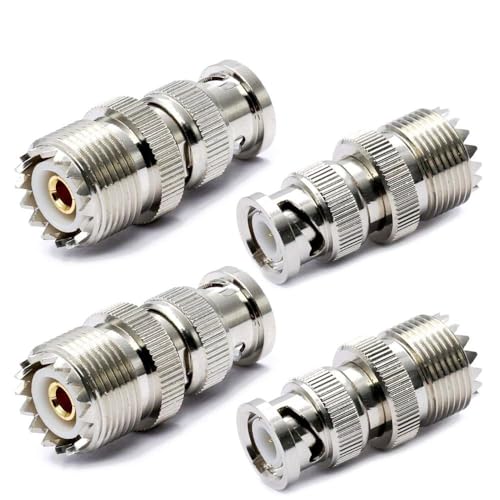 TengKo BNC Stecker auf UHF Buchse SO-239 SO239 Adapter Stecker RF Koaxial Coax Adapter für Antenne Koaxialkabel Radio Scanner (4 Pack) von TengKo