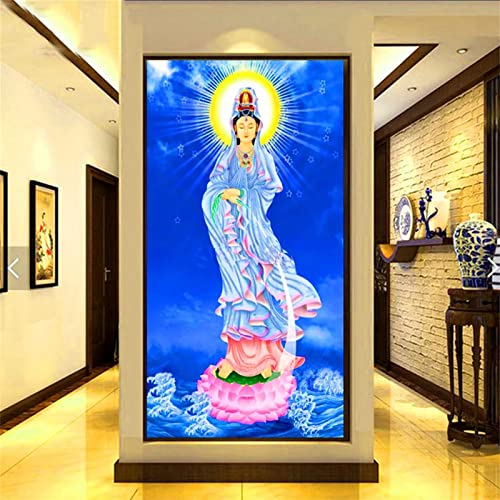 DIY Diamand Painting Chinesischer Buddhismus Guanyin,40x80cm Diamond Painting Set,Erwachsene Voller Runder Bohrer 5D Strass Stickerei Kreuzstich Diamant Malerei für Wohnzimmer Schlafzimmer Wand Dekor von TengYuer