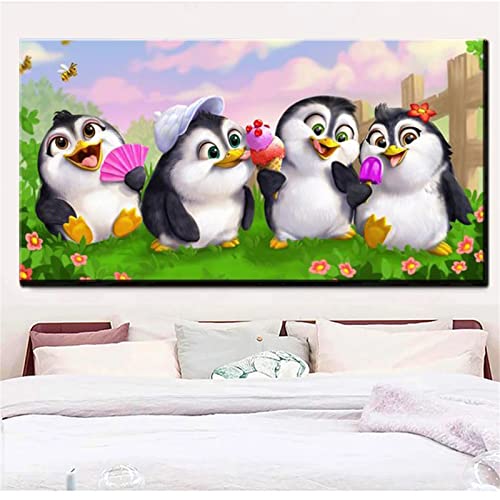 DIY Diamand Painting Niedliche Pinguine Tier,30x60cm Diamond Painting Set,Erwachsene Voller Runder Bohrer 5D Strass Stickerei Kreuzstich Diamant Malerei für Wohnzimmer Schlafzimmer Wand Dekoration von TengYuer