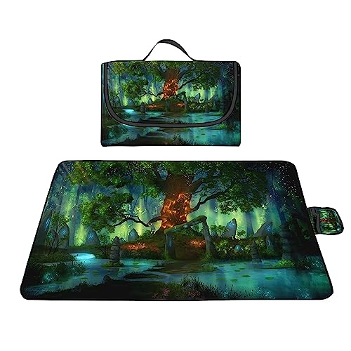 Picknickdecke wasserdicht, große Picknick Decke 200x200cm Sanddicht Picknickdecke Strandmatte Leicht und Tragbar für Strand Park Wandern Camping Großartig Familienreisen NatüRliches GrüN von TengYuer