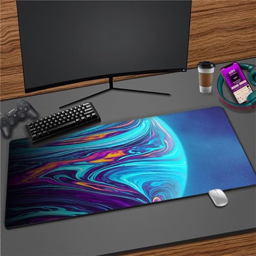 TengYuer XXL Gaming Mauspads 700x300x2mm Blaue Grünfläche Mauspad Groß Schreibtischunterlage Langlebig und Anti-Rutsch mit vernähte Kanten für Home Office Arbeit Spiel von TengYuer