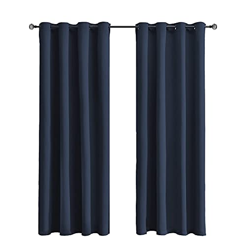 Tenger Home Gardinenschals Verdunkelungsvorhang Gardinen Blickdicht Vorhang Schlafzimmer mit Ösen, 1 Stück (100 x 120 cm, Navy blau) von Tenger Home