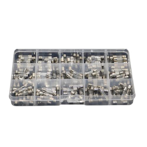150pcs Quick Blow Glass Tube Fuse Assorted Kit, Fast-Blow Auto Car Electric Glass Tube Haushaltssicherungen 0.1A-30A 5X20mm mit Box von Tenglang