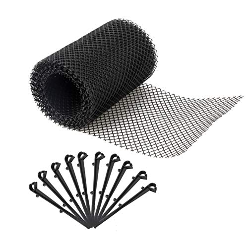 Gutter Guard Mesh Kunststoff Drainage Gutter Guard Drain Net mit Befestigungshaken Schwarz Easy Install Dachrinnen Abdeckung (18cm × 8M) von Tenglang