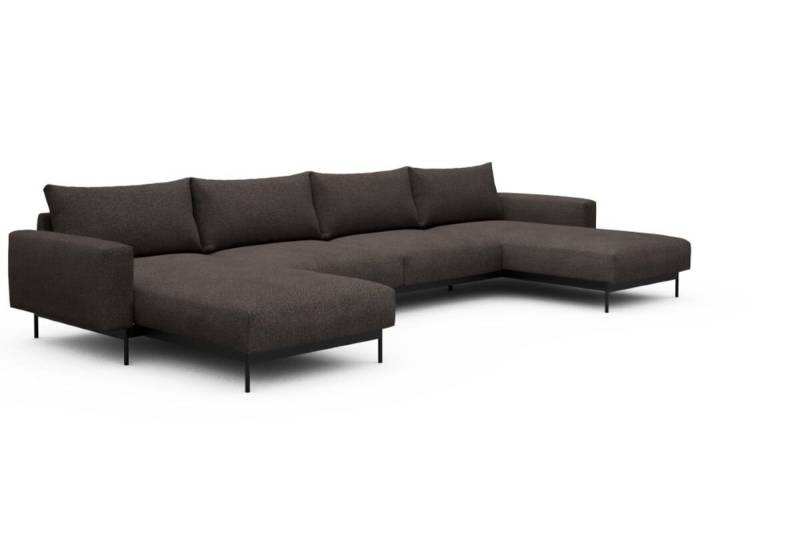 Tenksom Arthon Sofa mit Doppel-Chaiselongues 530 Taupe - Bouclé PK3 2-Sitzer + Doppellounger - Breite 395 cm (D4) von Tenksom