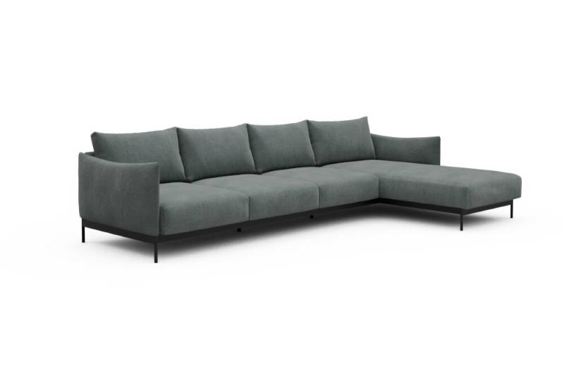 Tenksom Kayto Sofa mit Chaiselongues 812 Smooth Silver Grey - Smooth PK4 3-Sitzer + Lounger - Breite 340 cm (B3) von Tenksom