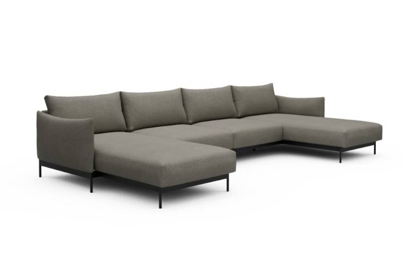 Tenksom Kayto Sofa mit Doppel-Chaiselongues 486 Warm Grey - Denari PK2 2-Sitzer + Doppellounger - Breite 385 cm (D4) von Tenksom