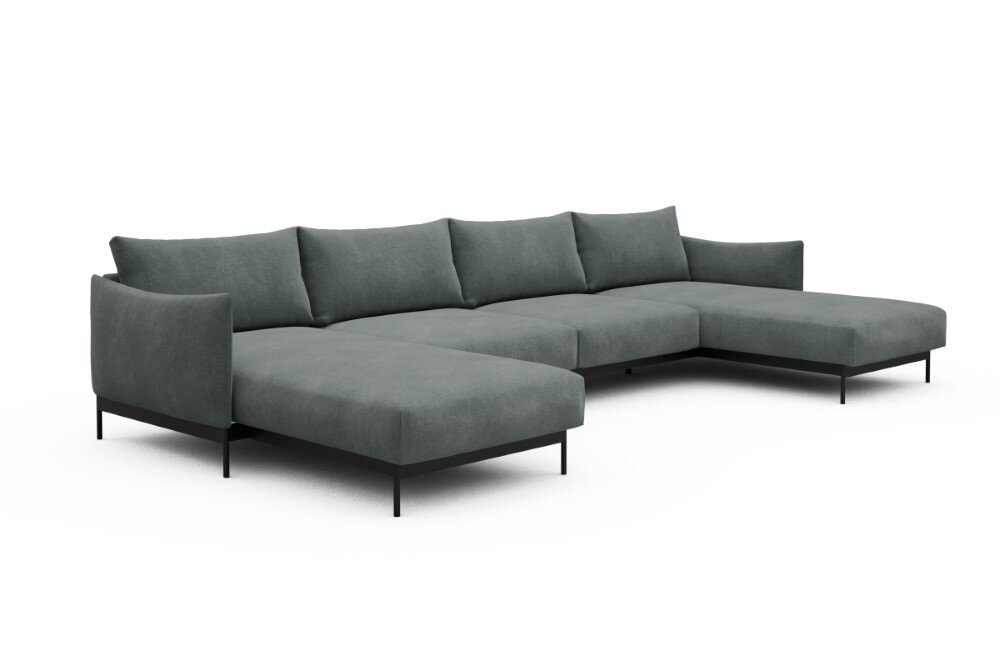 Tenksom Kayto Sofa mit Doppel-Chaiselongues 812 Smooth Silver Grey - Smooth PK4 2-Sitzer + Doppellounger - Breite 385 cm (D4) von Tenksom