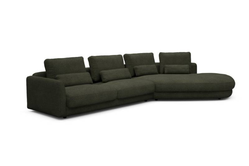 Tenksom Vivole Sofa mit 45° OpenEnd Lounger 535 Forest Green - Bouclé PK3 3-Sitzer + 45° Lounger - Breite 393 cm von Tenksom