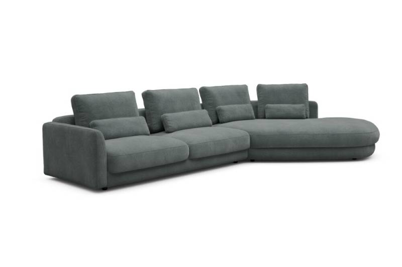 Tenksom Vivole Sofa mit 45° OpenEnd Lounger 812 Smooth Silver Grey - Smooth PK4 3-Sitzer + 45° Lounger - Breite 393 cm von Tenksom