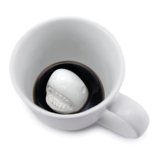 Tenlacum Keramik Tasse mit Überraschungseffekt - Weiß Haiattacke Design 0,25l - Lustige Kaffeetasse als Geschenkidee Shark Attack von Tenlacum