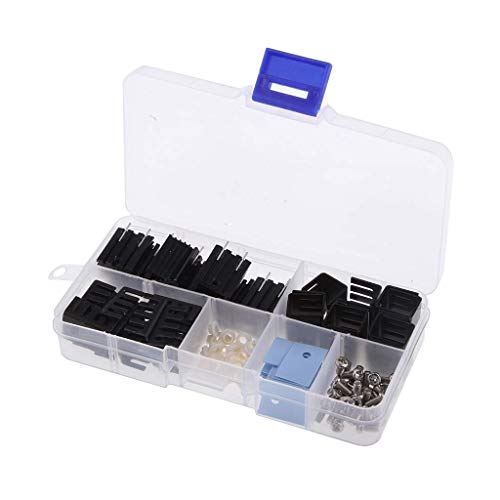 Tenlacum TO-220 Aluminium Kühlkörper Set Triode Kühlkörper eloxiert, schwarz von Tenlacum