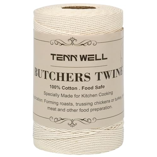 Tenn Well 200m 3-lagig Bäcker Bindfäden, Küche Lebensmittelunbedenklich Baumwoll-Garn Ideal zum Verschnüren, geeignet für Geflügel, Würstchen, Heimarbeiten, Basteln und Dekorieren (Weiß) von Tenn Well